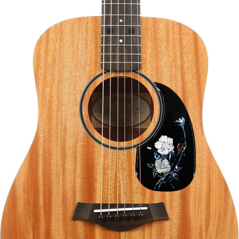 Domofa Acoustic Guitar Pickguard Thick Pick Guard Inlaid Abalone Flower for Most Martin Acoustic Guitar (Black) - Image 1